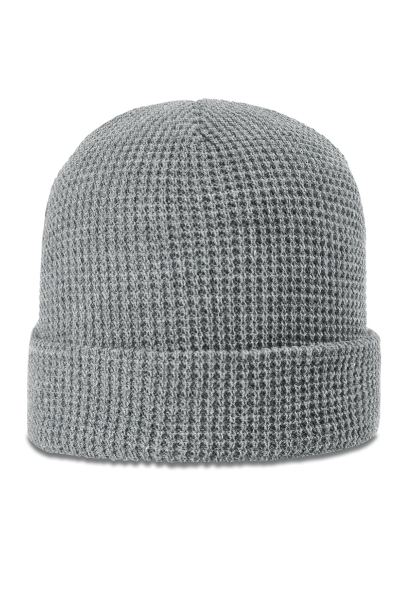 Cuffed Knit Ribbed Beanie with Custom Faux Leatherette Patch