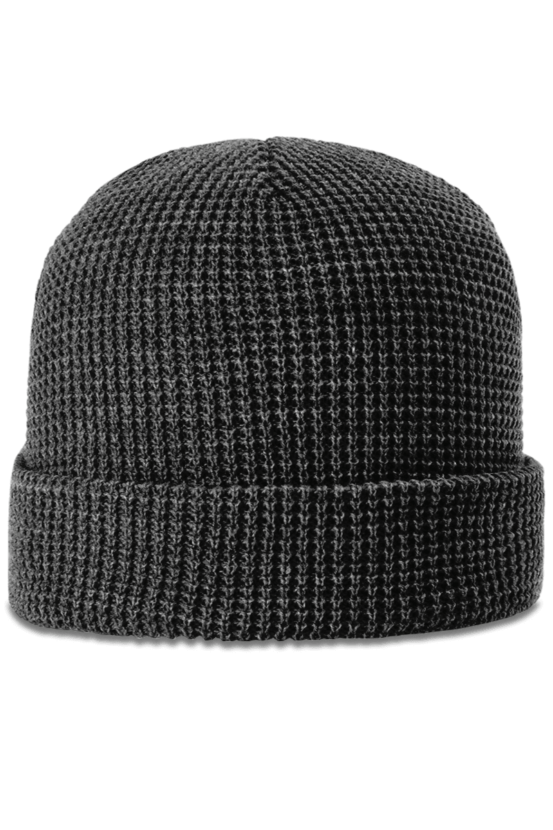 Cuffed Knit Ribbed Beanie with Custom Faux Leatherette Patch