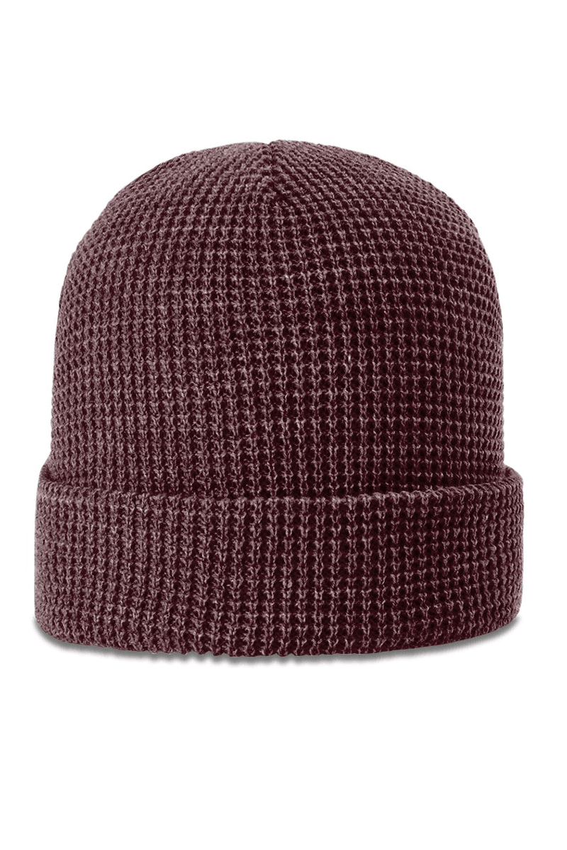 Cuffed Knit Ribbed Beanie with Custom Faux Leatherette Patch