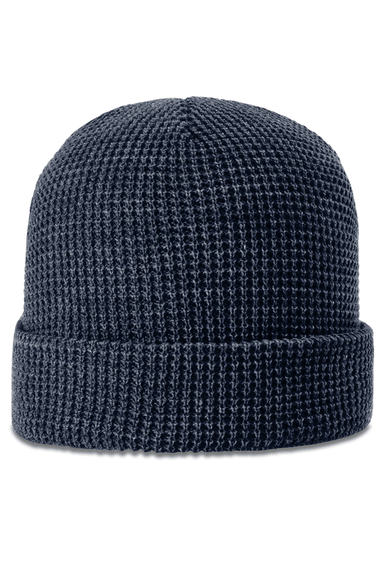 Cuffed Knit Ribbed Beanie with Custom Faux Leatherette Patch