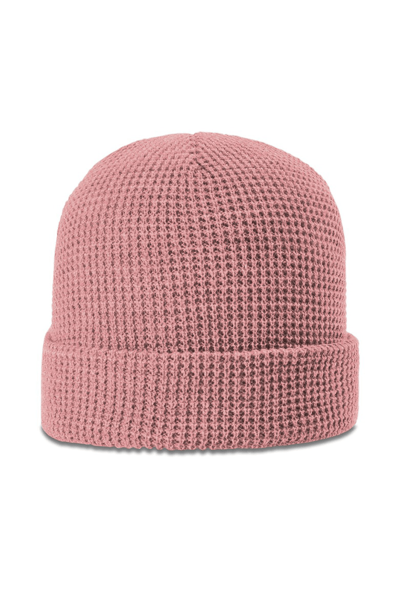 Cuffed Knit Ribbed Beanie with Custom Faux Leatherette Patch