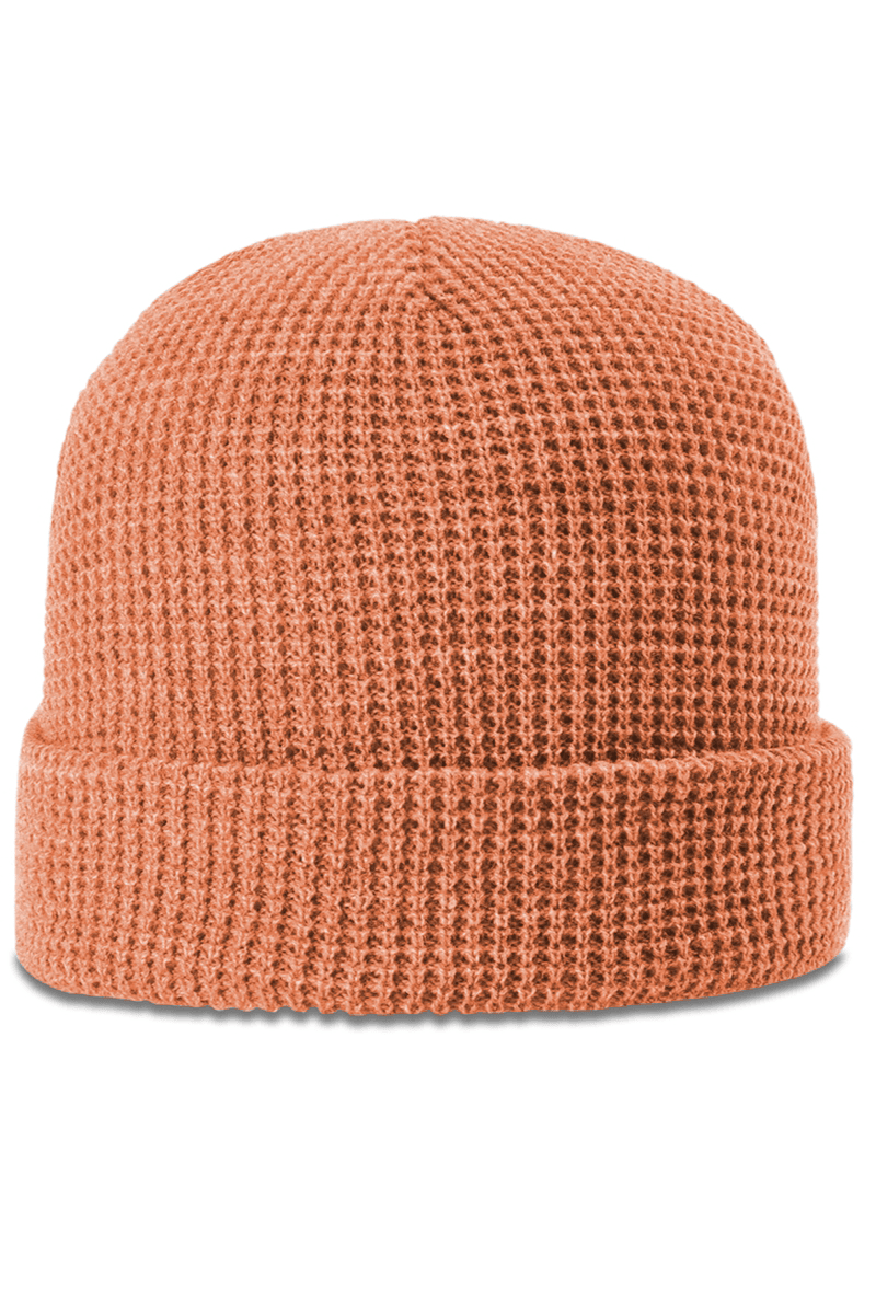 Cuffed Knit Ribbed Beanie with Custom Faux Leatherette Patch