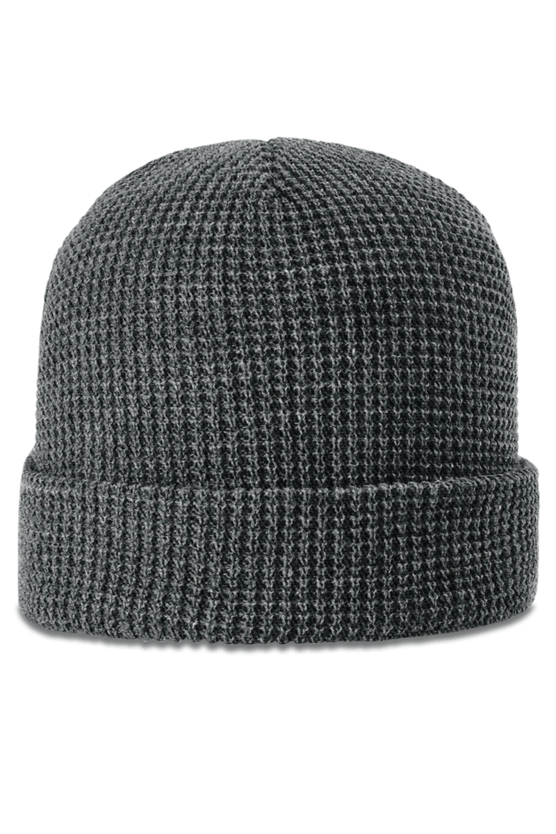 Cuffed Knit Ribbed Beanie with Custom Faux Leatherette Patch