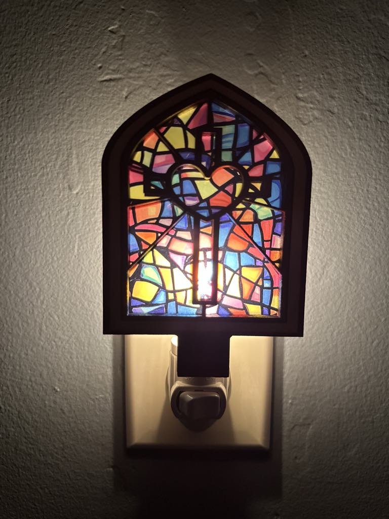 Nightlight | Stained Glass Heart Cross
