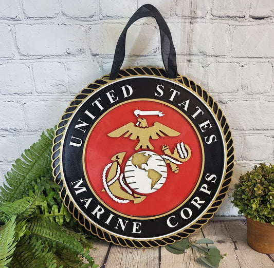 United States Marine Corps Door Hanger – Tabletop Or Large Door Sign (Hand Painted)