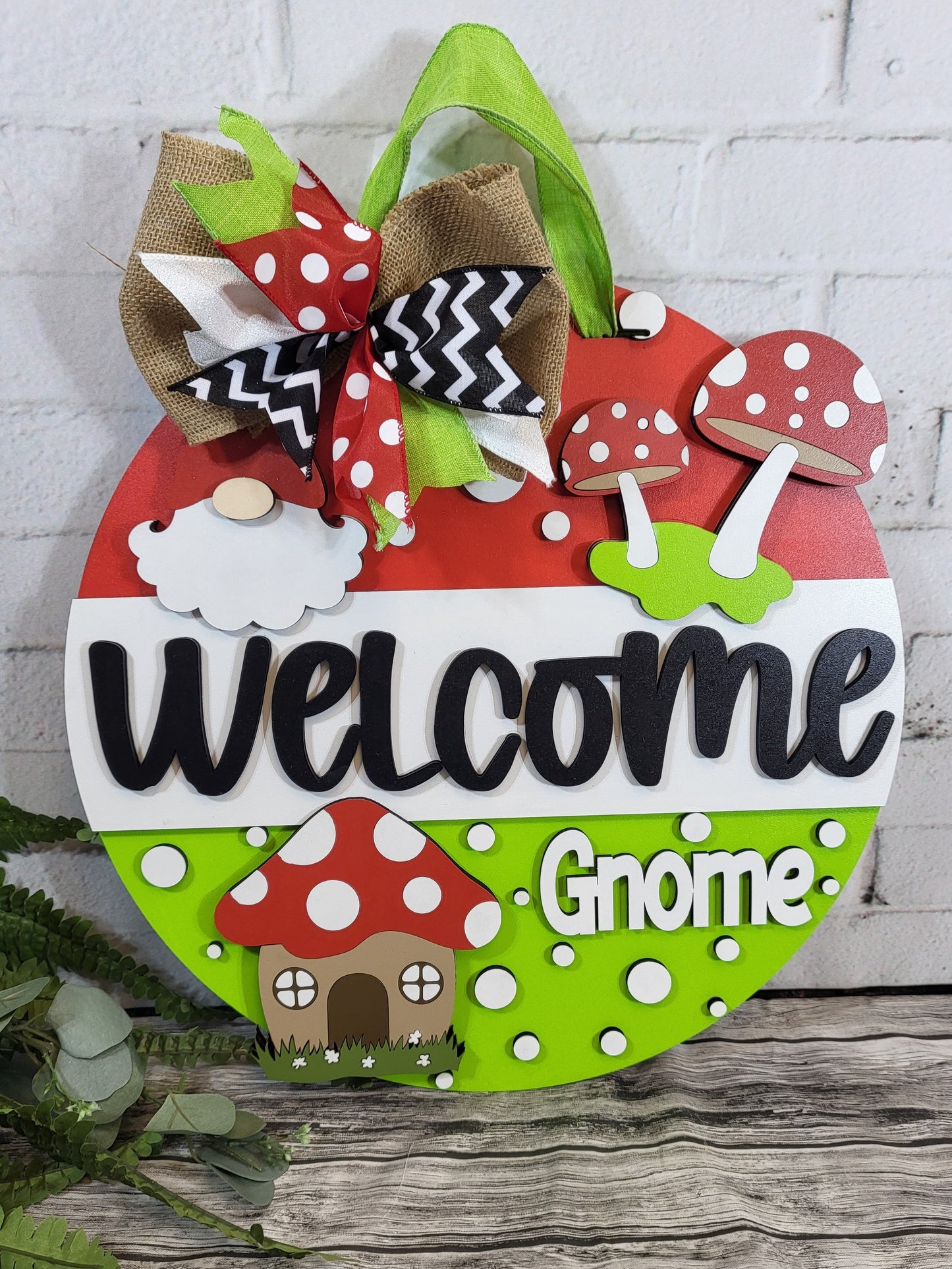 Welcome Gnome | Mushroom | Handcrafted Finished Tabletop Or Large Door Signs