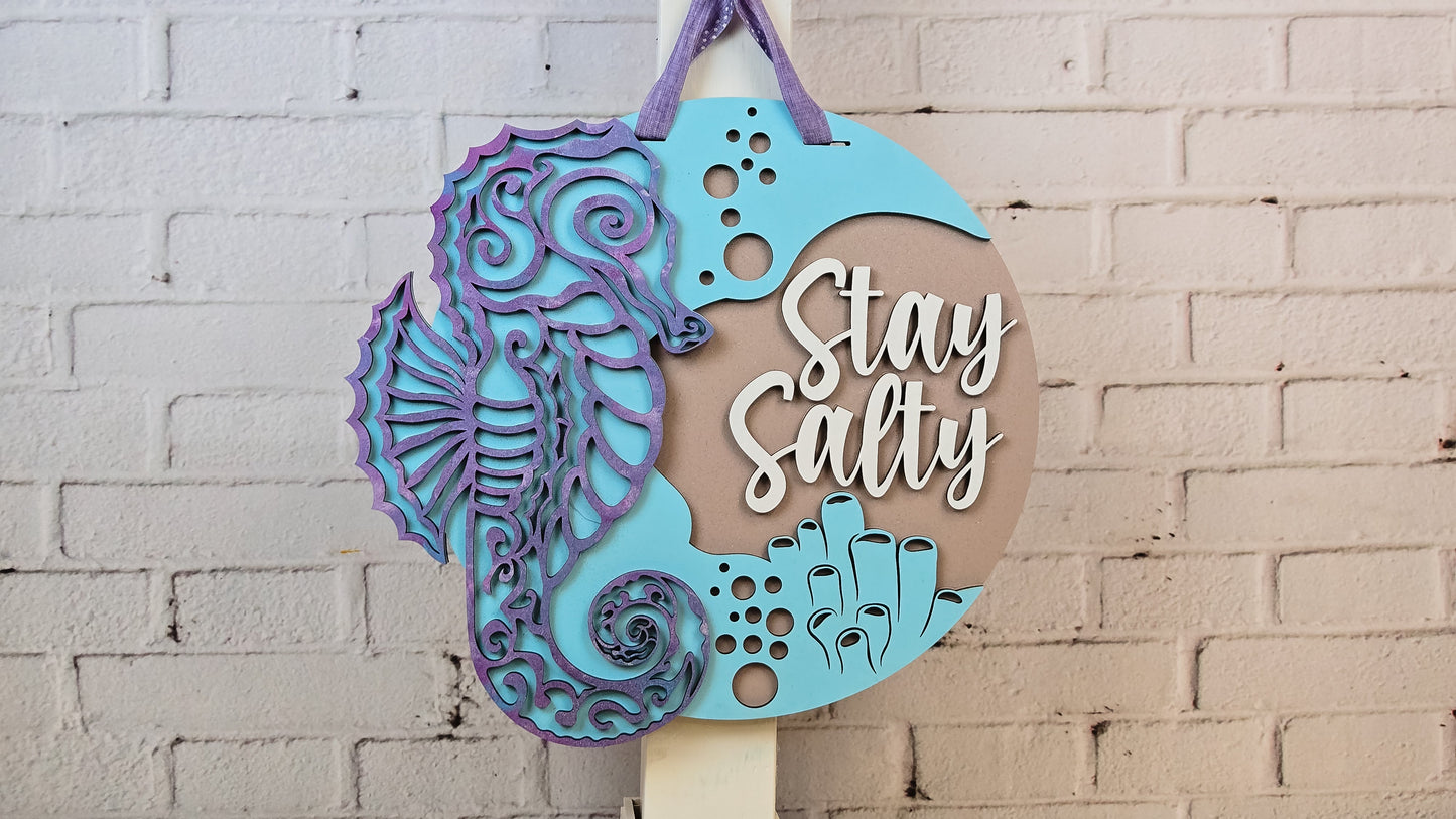 Stay Salty | Handcrafted Finished Tabletop Or Large Door Signs