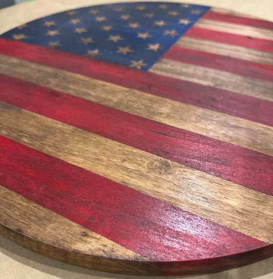 18" Hand-Painted American Flag Door Sign Backer | Crazy Daisy Designs