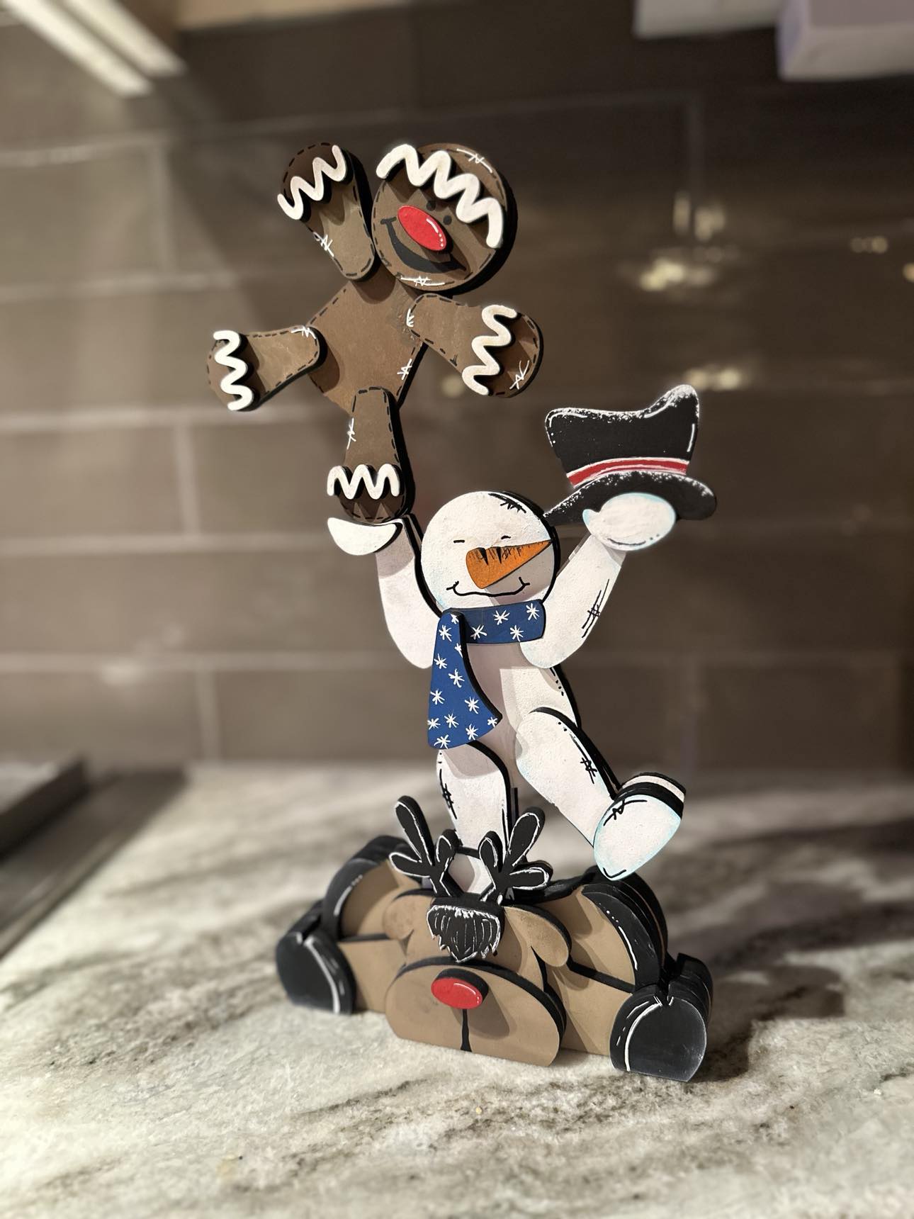 Reindeer, Snowman, & Gingerbread man Shelf Sitter