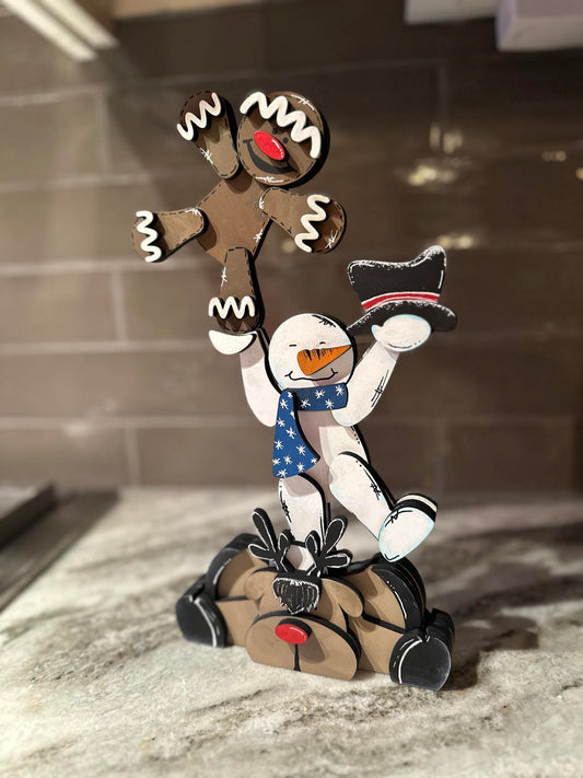 Reindeer, Snowman, & Gingerbread man Shelf Sitter