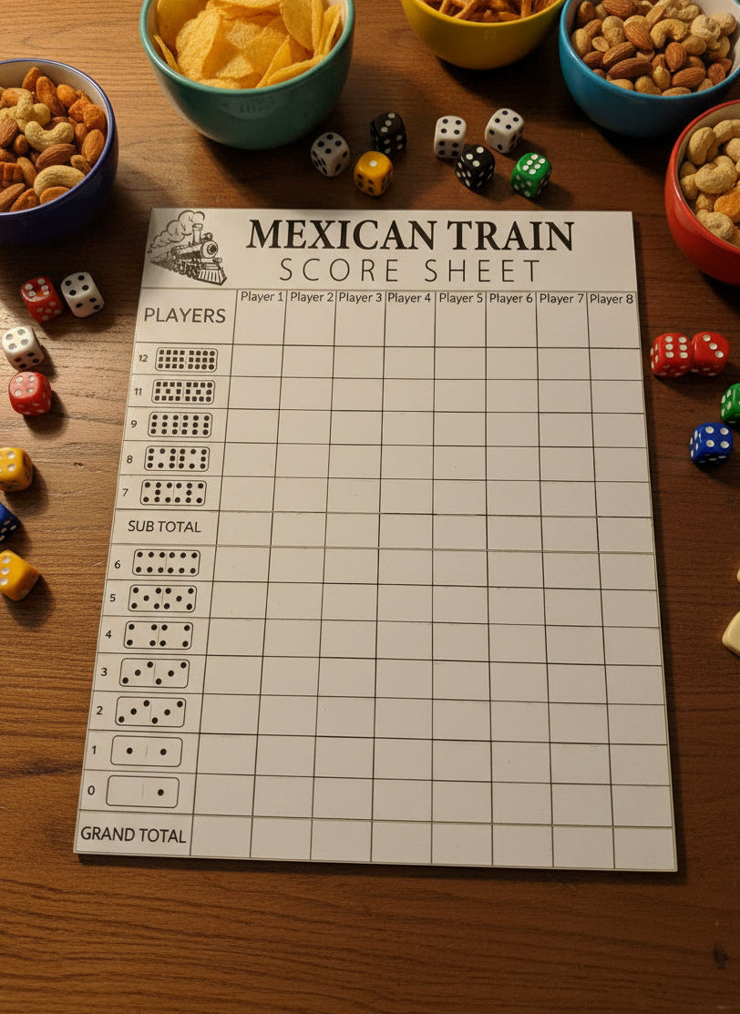 Mexican Train | Reusable Game Day Scoreboard (8.5' x 11")