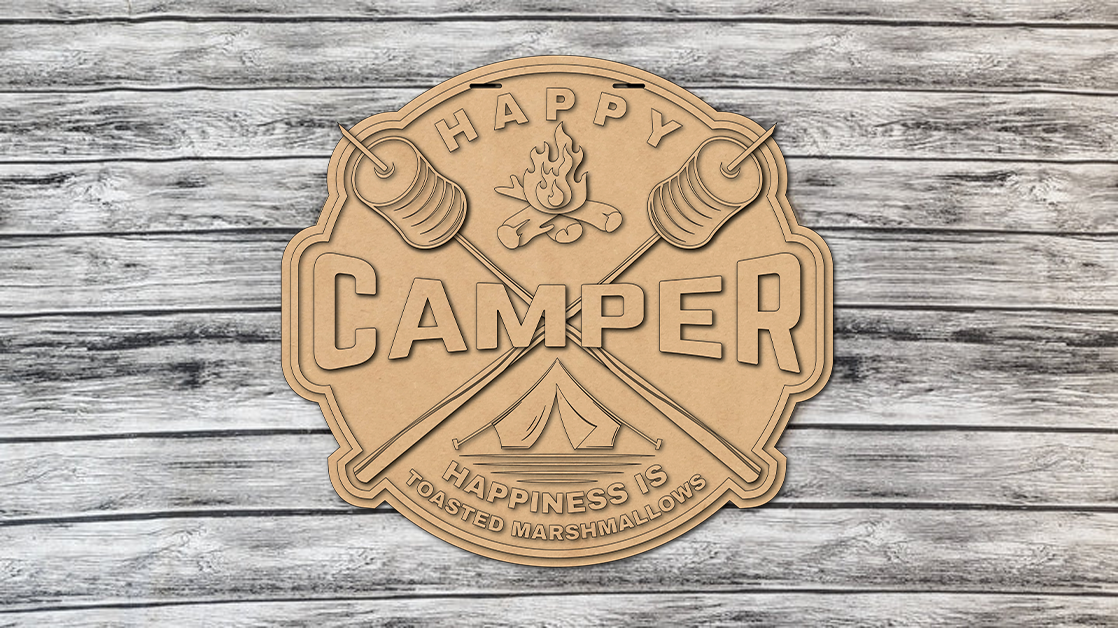 Unfinished DIY Project Kit - Large Door Hanging Sign - Happy Camper