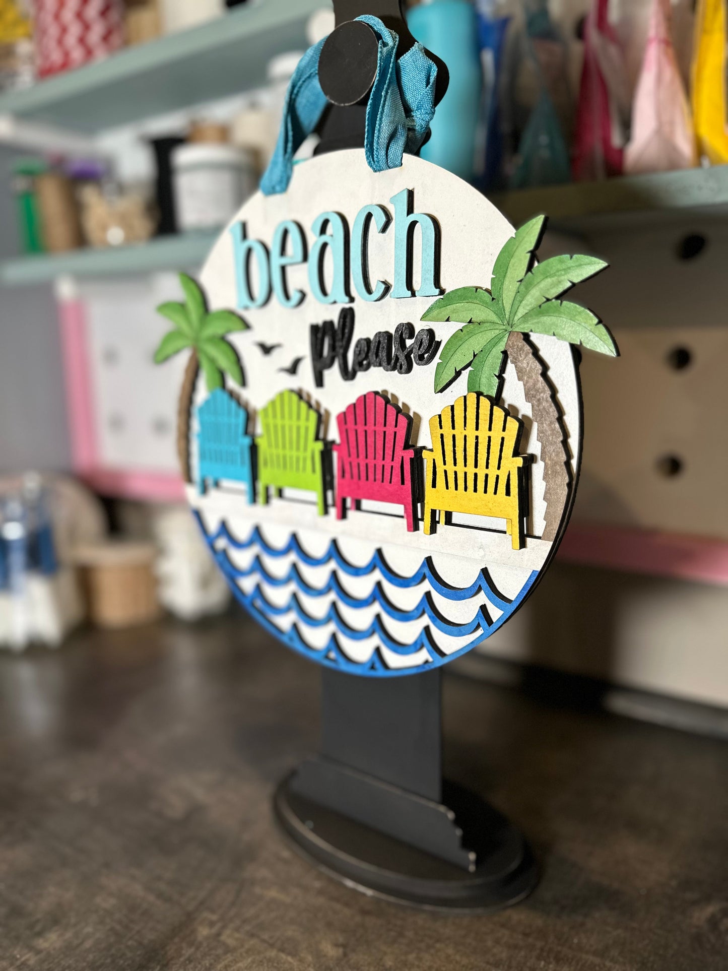 Finished - Large Door Hanging Sign - Beach Please