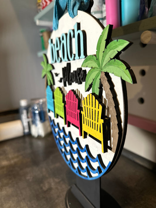 Finished - Large Door Hanging Sign - Beach Please