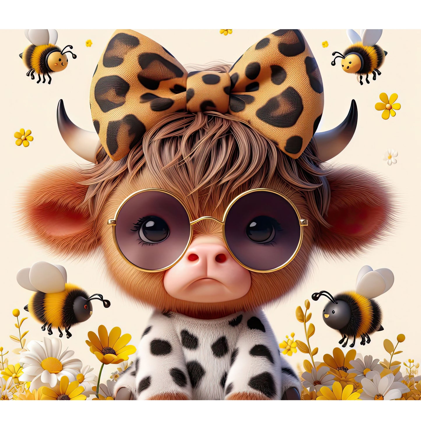 Mason Jar - Cheetah Print Highland Cow