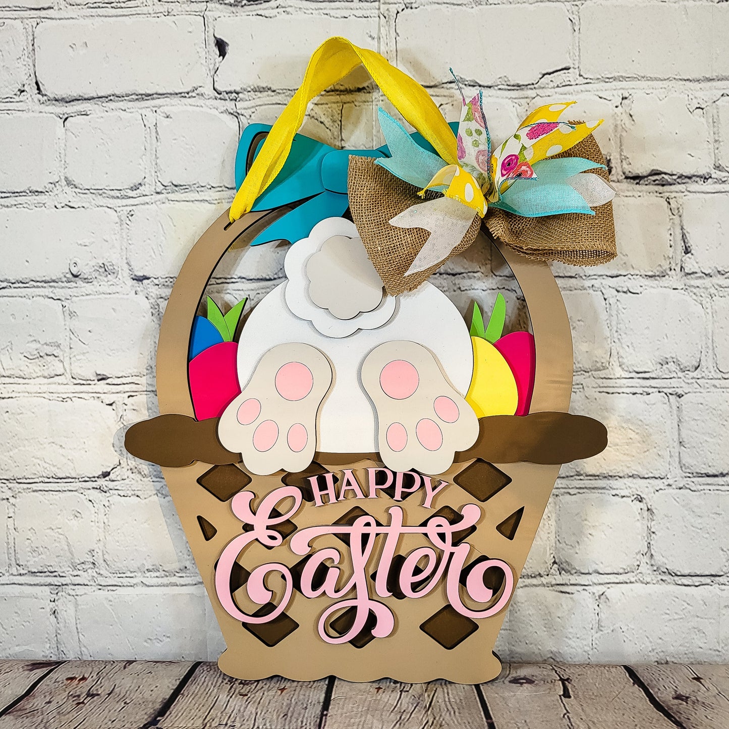 Happy Easter Bunny Butt | Handcrafted Finished Tabletop Or Large Door Signs