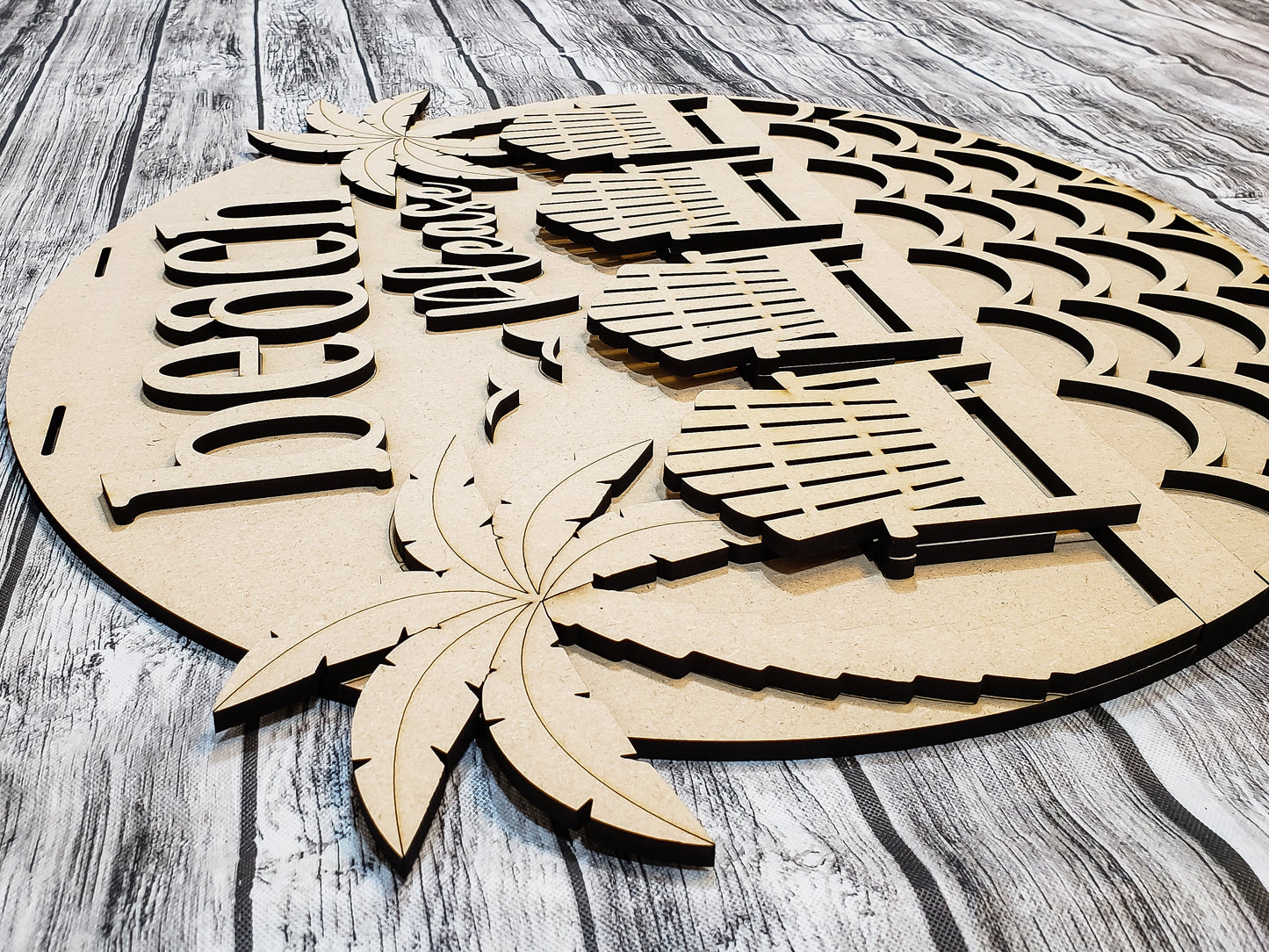 Unfinished DIY Project Kit - Tabletop Or Large Hanging Door Sign - Beach Please