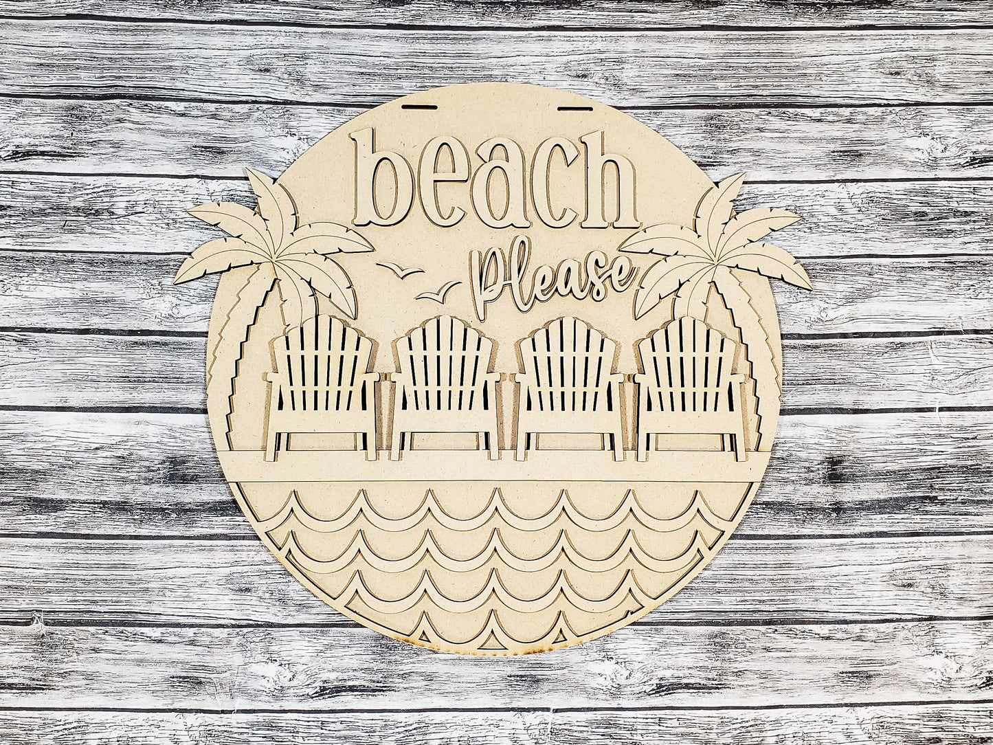 Unfinished DIY Project Kit - Tabletop Or Large Hanging Door Sign - Beach Please