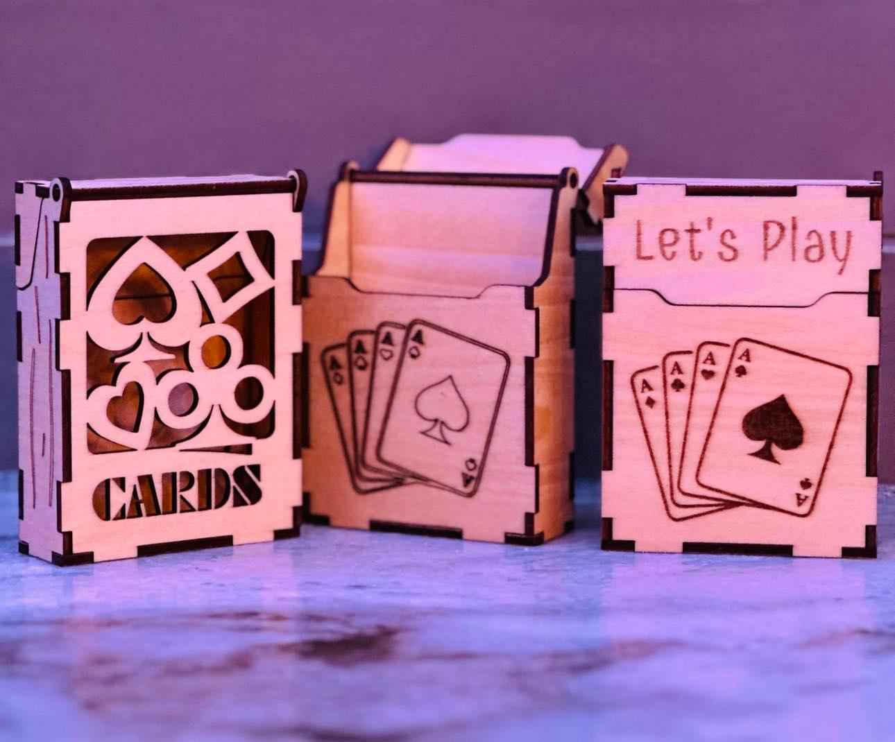 Customizable Wood Card Box for a Standard Playing Card Deck - Crazy Daisy Boutique