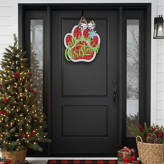 Merry "Paw" Christmas | Handcrafted Finished Tabletop Or Large Door Signs