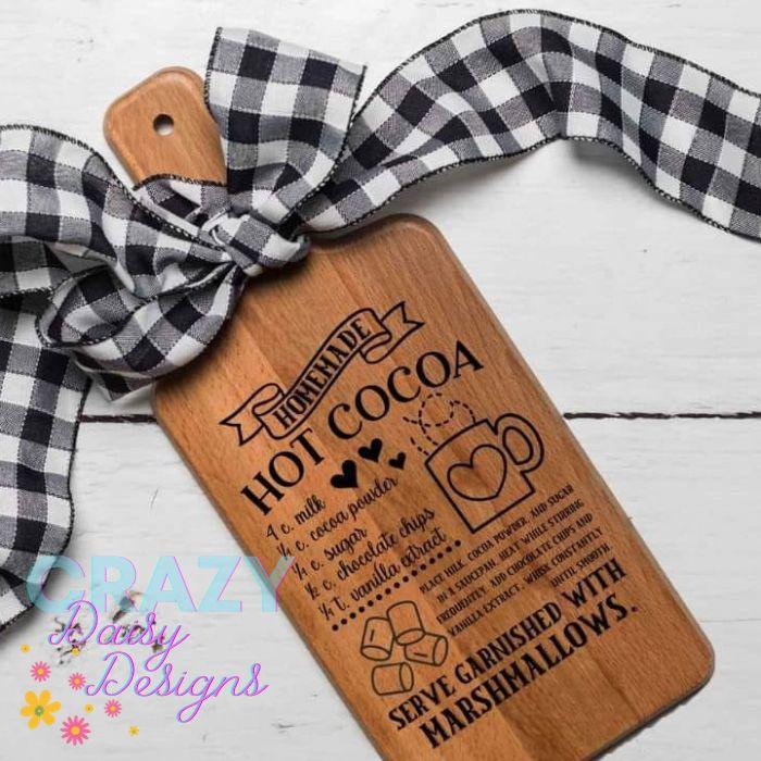 Laser Engraved Hot Cocoa Recipe Cutting Board - Crazy Daisy Boutique