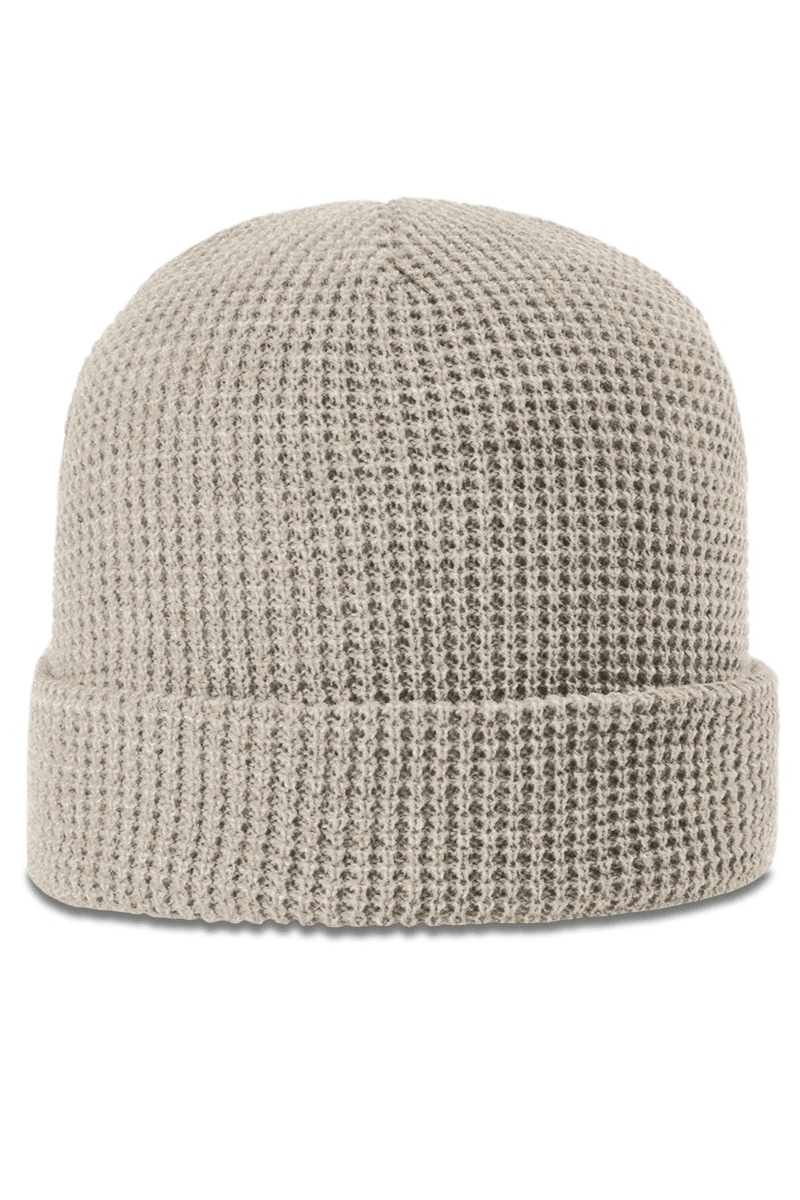 Cuffed Knit Ribbed Beanie with Custom Faux Leatherette Patch
