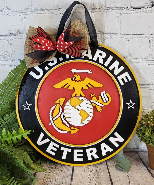Finished -  Large Door Hanging Sign - U.S. Marine Veteran