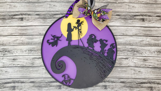 Finished -  Large Door Hanging Sign - Jack and Sally