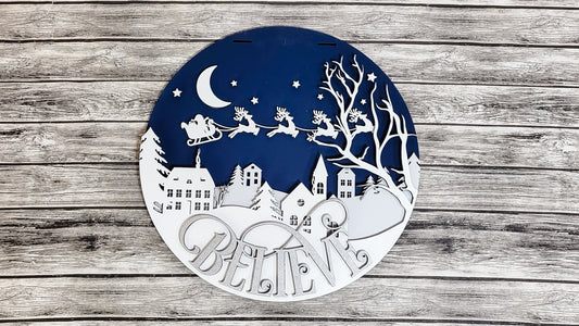 Finished -  Large Door Hanging Sign - Believe