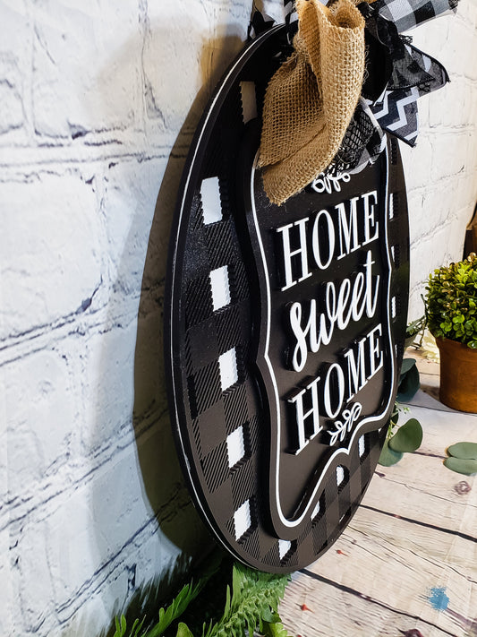 Finished -  Large Door Hanging Sign - Home Sweet Home | B&W