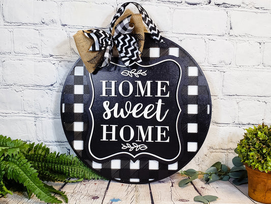 Finished -  Large Door Hanging Sign - Home Sweet Home | B&W
