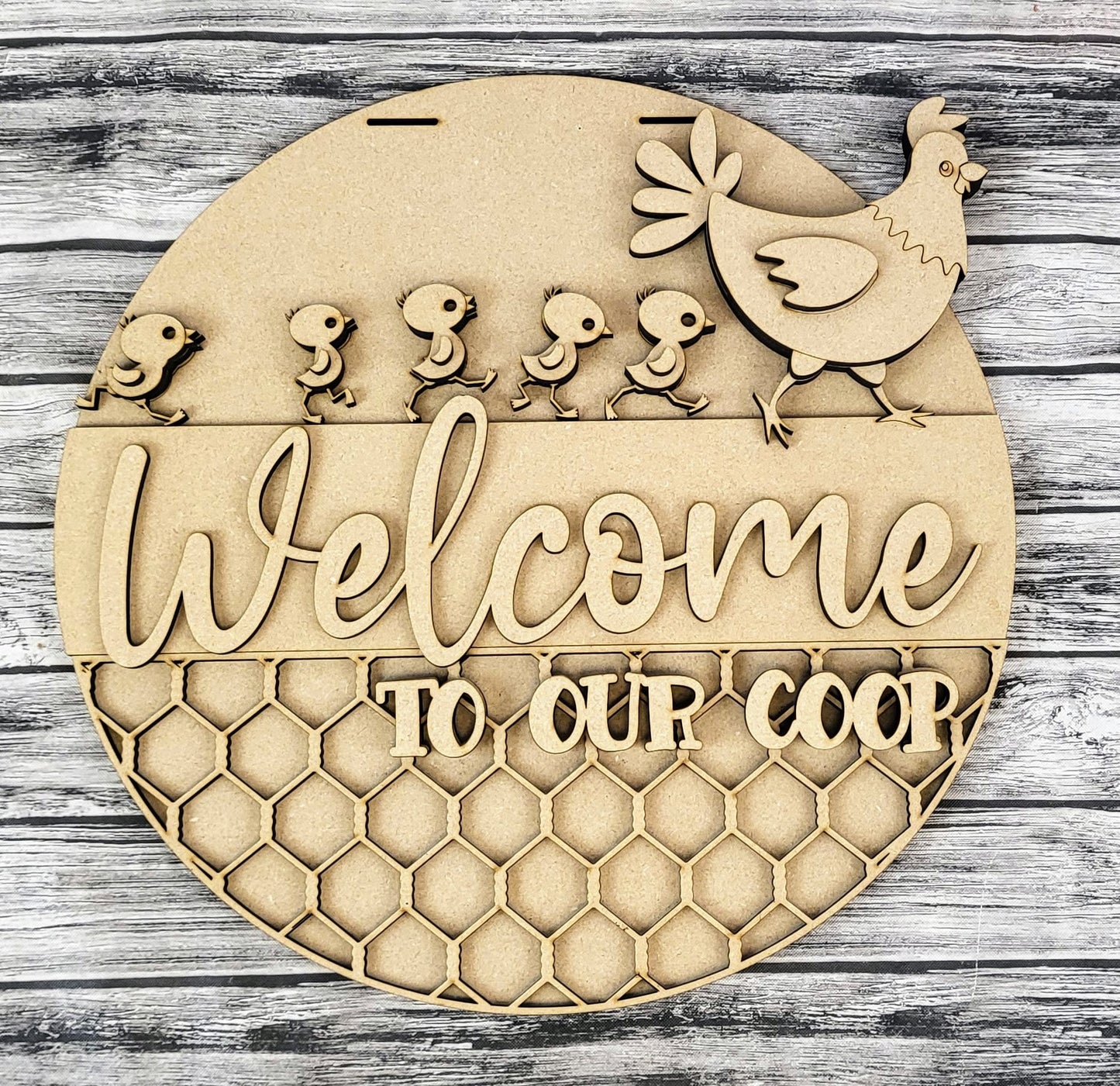 Unfinished DIY Project Kit - Tabletop or Large Door Hanging Sign - Welcome To Our Coop