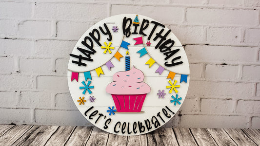 Finished -  Large Door Hanging Sign - Happy Birthday