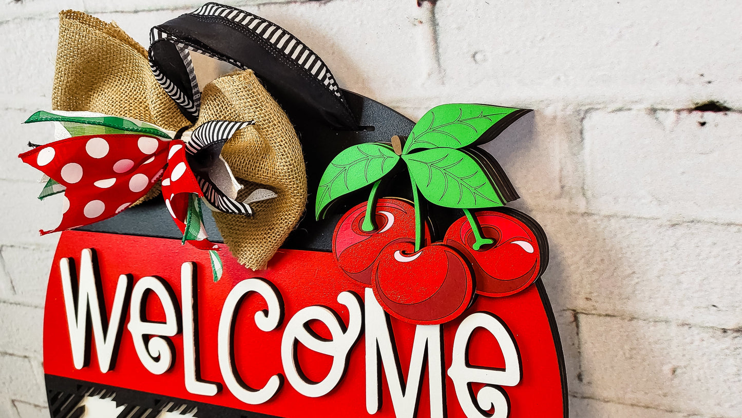 Finished -  Large Door Hanging Sign - Cherries Door Sign