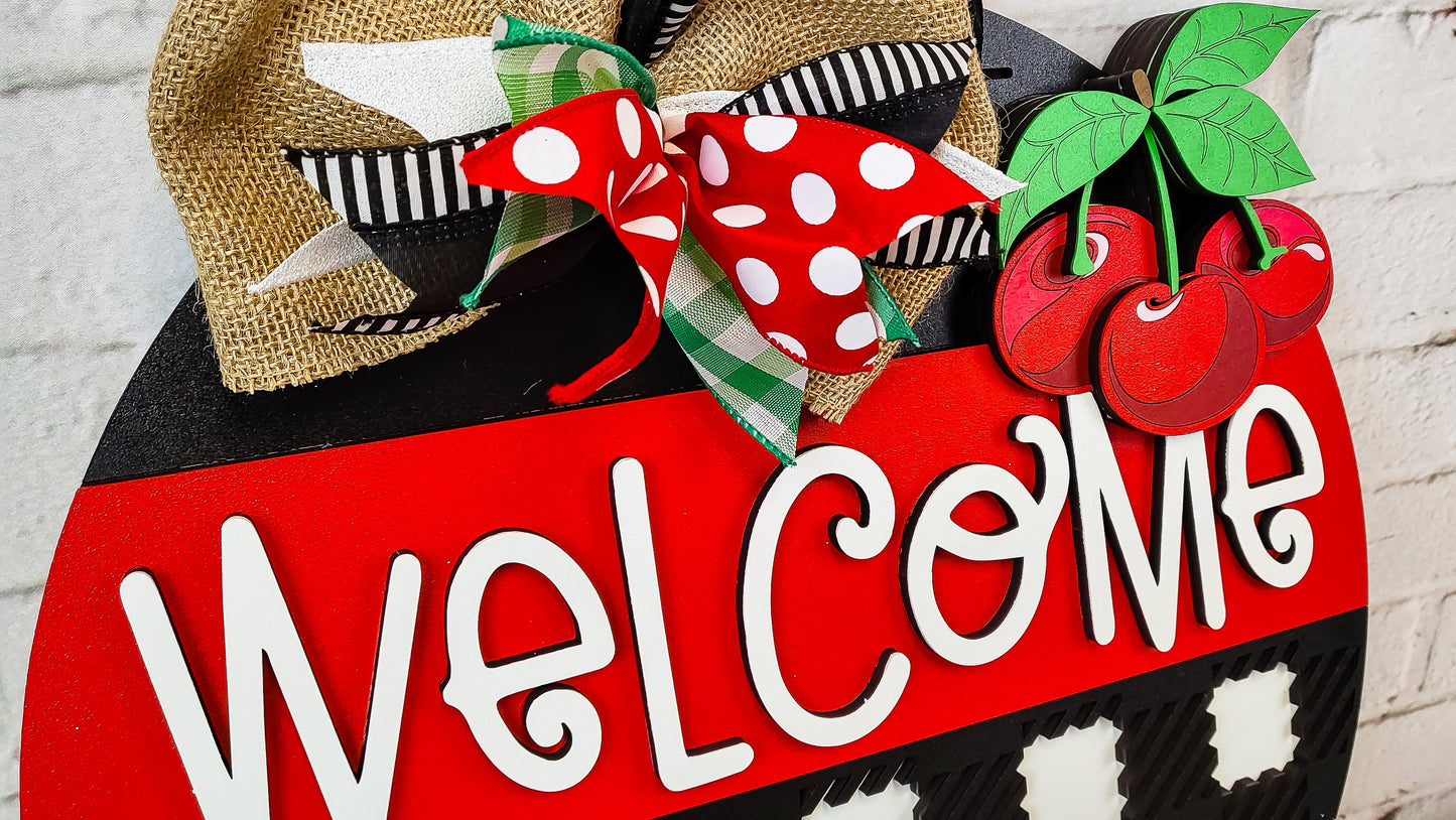 Finished -  Large Door Hanging Sign - Cherries Door Sign