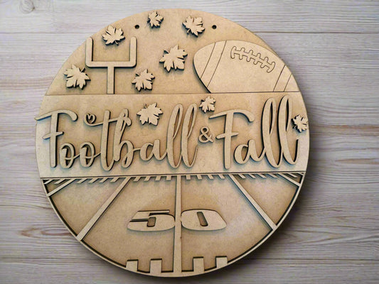 Unfinished DIY Project Kit - Tabletop Or Large Door Hanging Sign - Football & Fall | Cardinals | Broncos | Cowboys