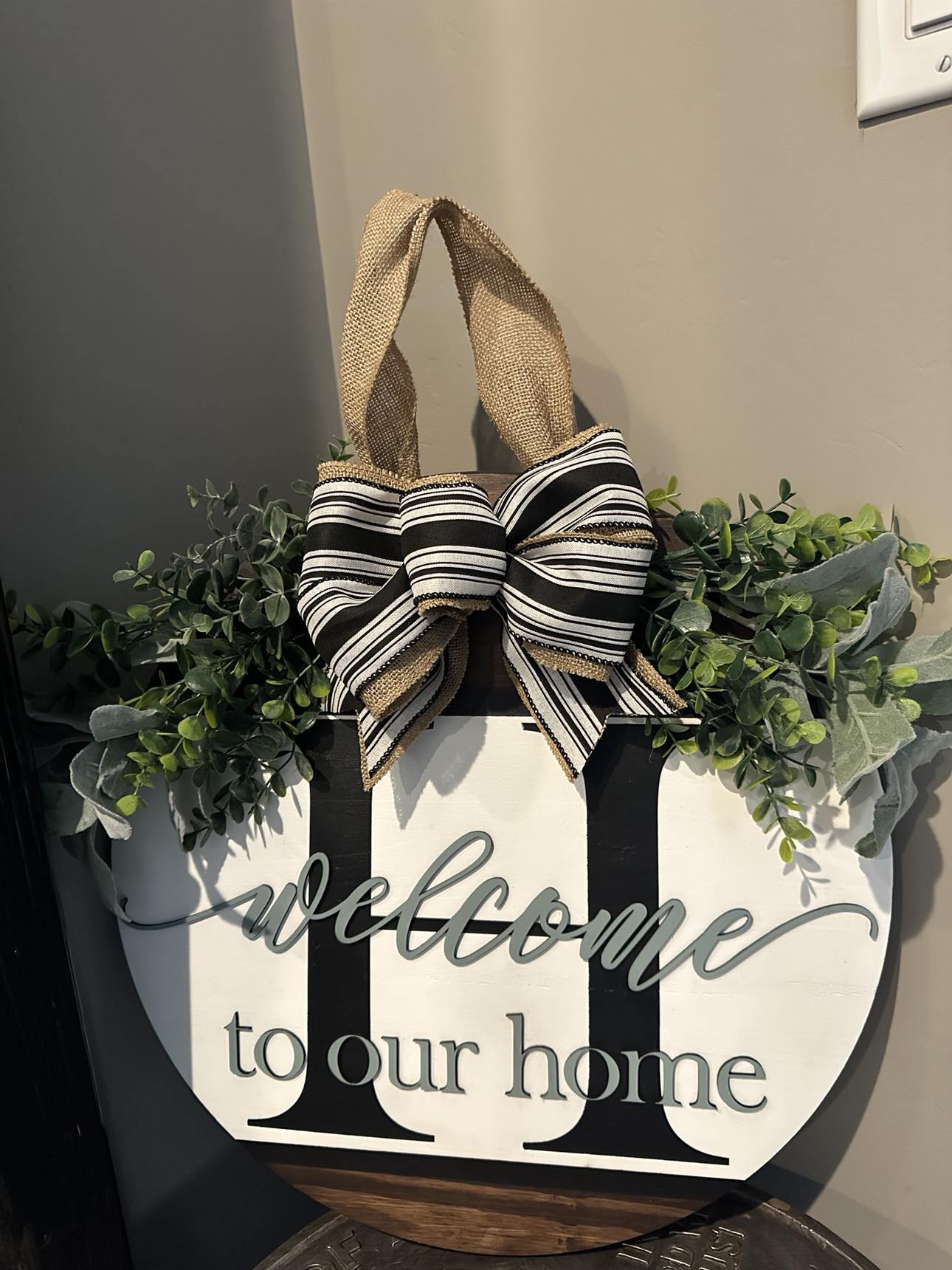 18" Custom Door Hanging Sign | Welcome to Our Home