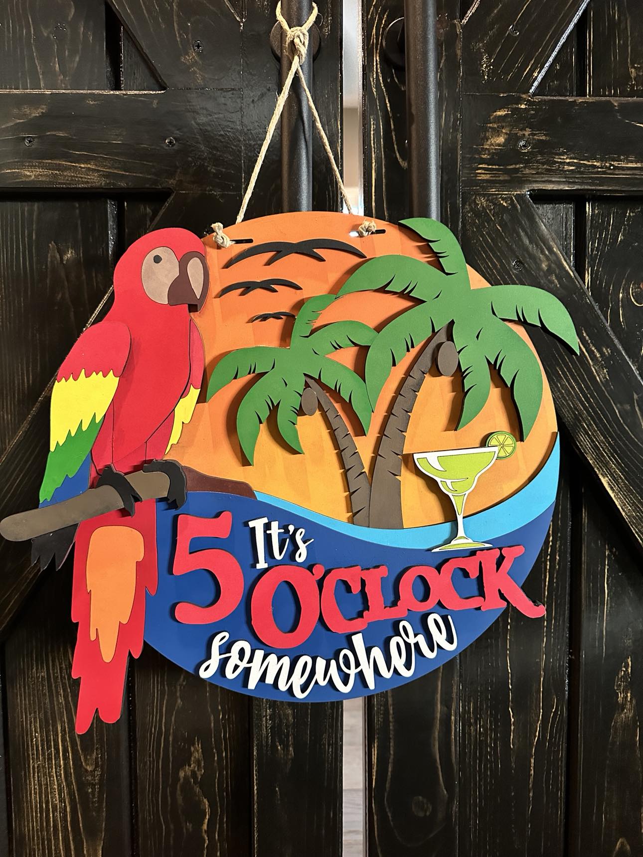 Finished - Large Door Hanging Sign - It's 5 O'clock Somewhere