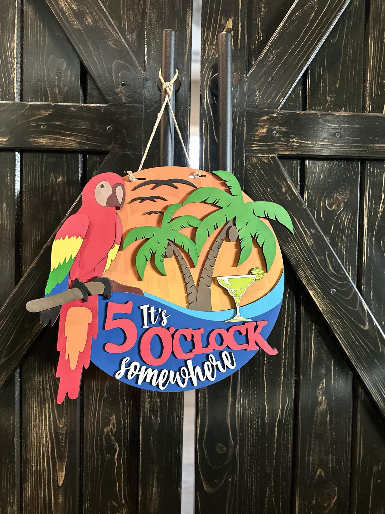 Finished - Large Door Hanging Sign - It's 5 O'clock Somewhere