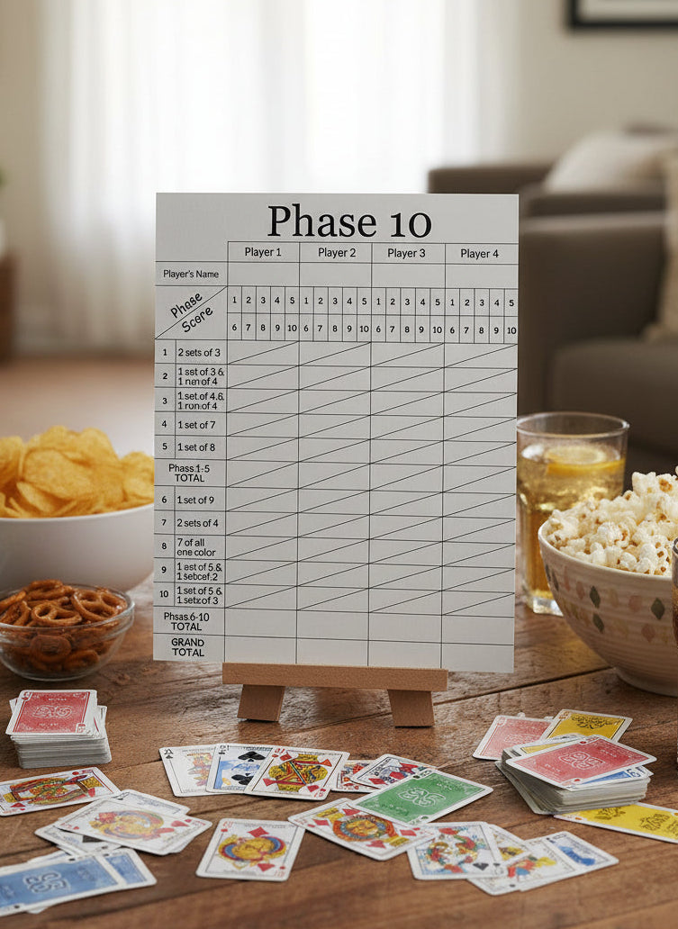 Phase 10 | Reusable Game Day Dry-Erase Scoreboard (8.5" x 11")