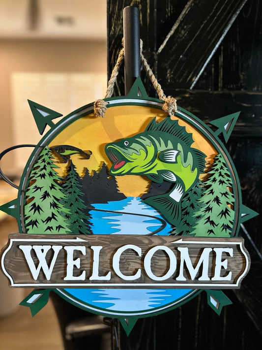 Fishing | Handcrafted Finished Tabletop Or Large Door Signs