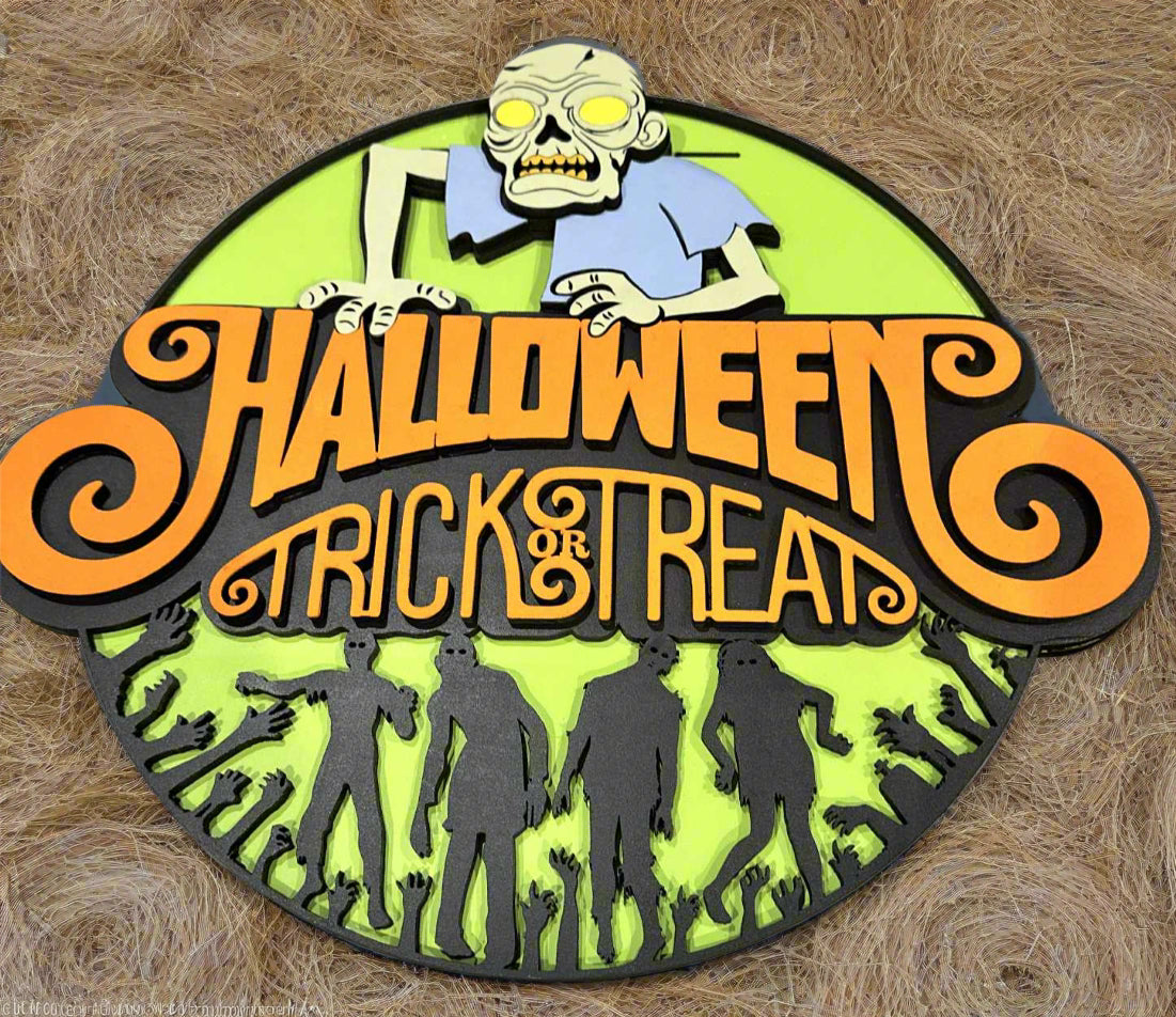 Trick Or Treat Halloween | Handcrafted Finished Tabletop Or Large Door Signs