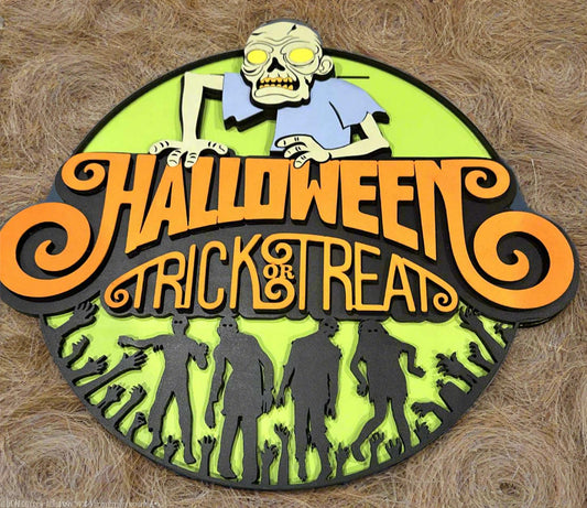 Trick Or Treat Halloween | Handcrafted Finished Tabletop Or Large Door Signs
