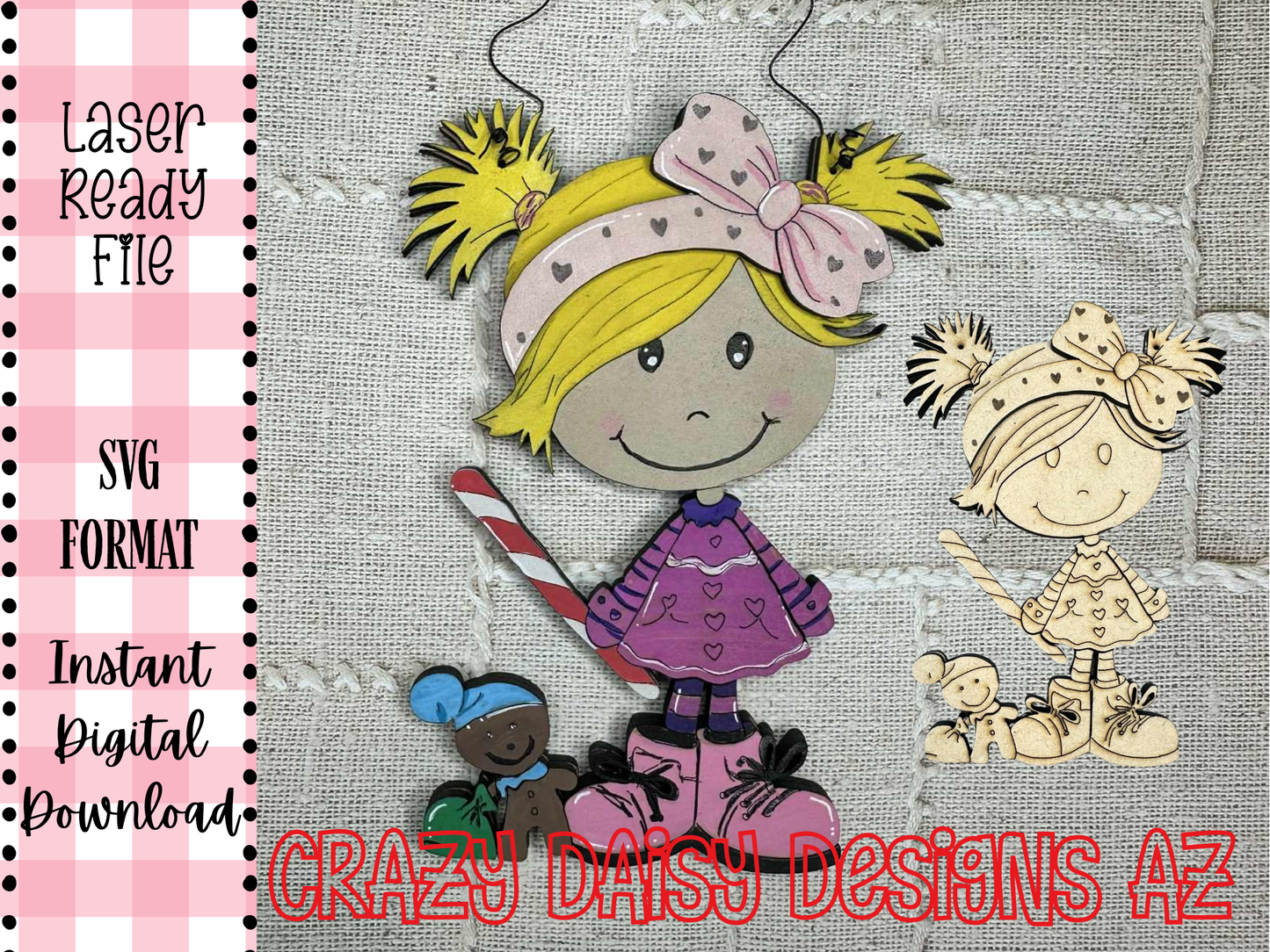 Candy Cane Cutie Christmas Ornament | Digital Download - SVG Cut Files ONLY!