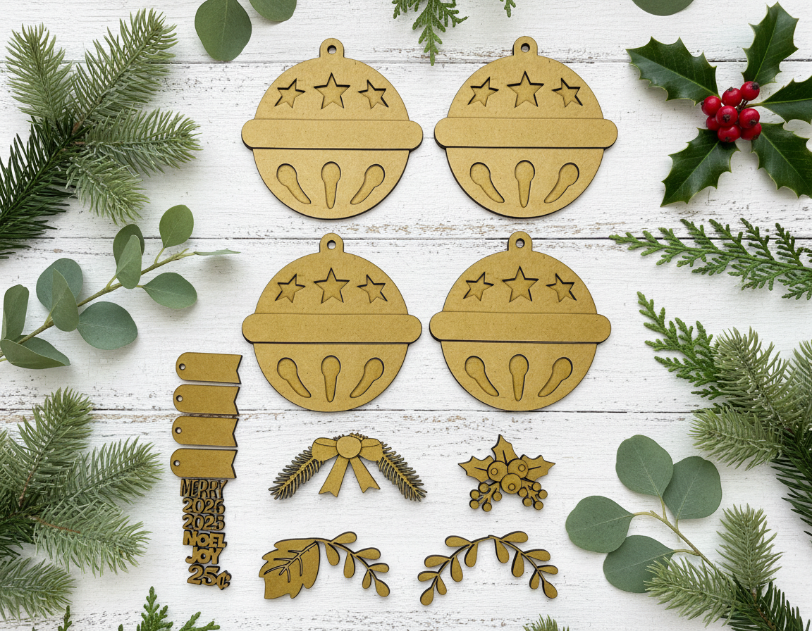 Jingle Bell Ornaments | Set Of 4 Unfinished DIY Kits