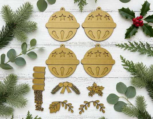 Jingle Bell Ornaments | Set Of 4 Unfinished DIY Kits
