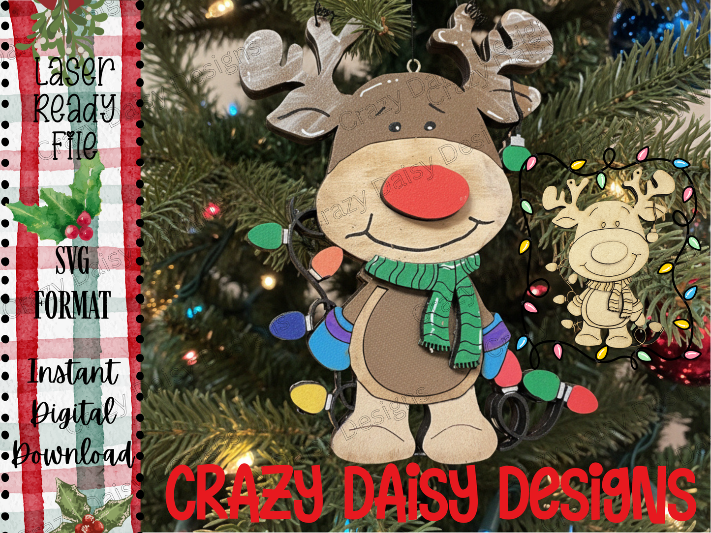 Whimsical Reindeer Ornament | Digital Download - SVG Cut Files ONLY!