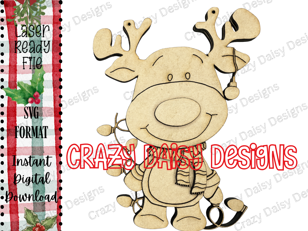 Whimsical Reindeer Ornament | Digital Download - SVG Cut Files ONLY!