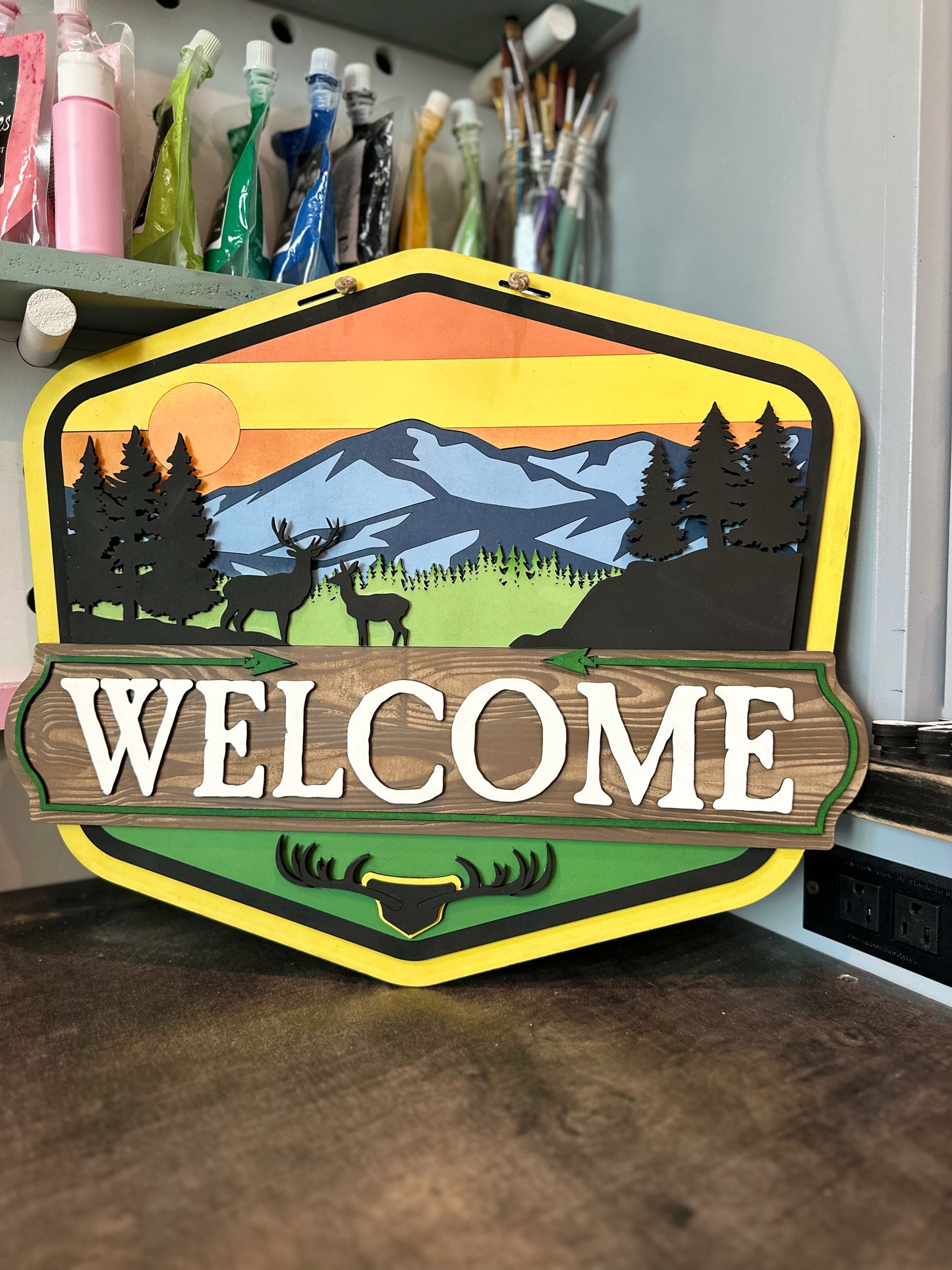Finished -  Tabletop Sign - Welcome Mountain