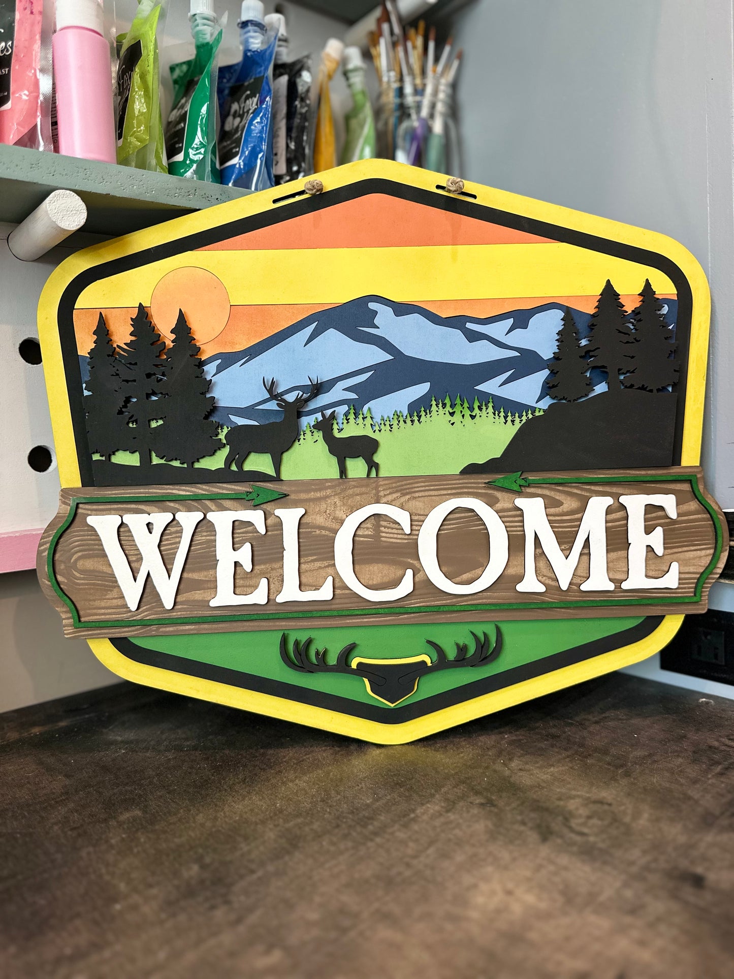 Finished -  Tabletop Sign - Welcome Mountain